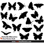 Butterfly silhuett vektor Pack